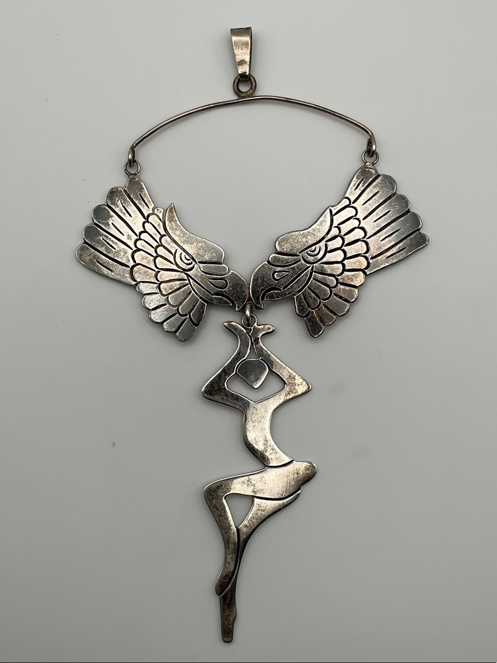 Vintage Mexican Sterling Silver Aztec Eagle Dancer Pendant